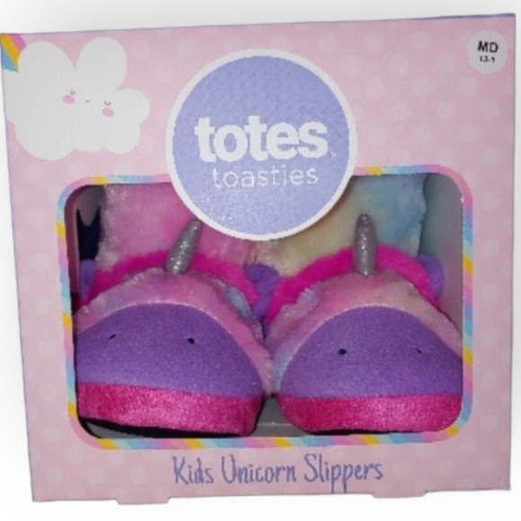 Totes Toasties Kids Unicorn Slippers Multi Size - Picture 3 of 15